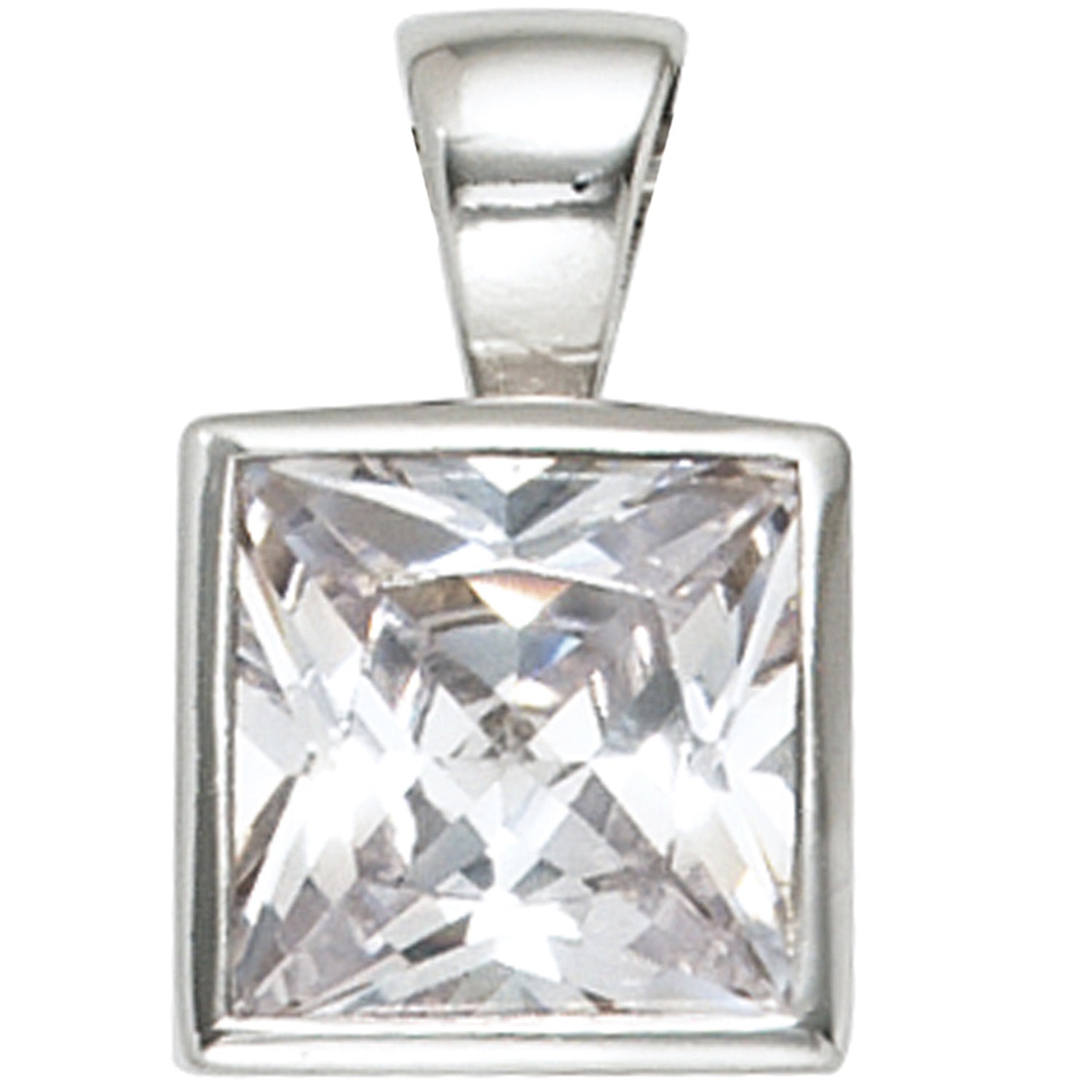 Anhänger quadratisch 925 Sterling Silber rhodiniert 1 Zirkonia