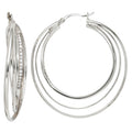 Creolen 925 Sterling Silber mit 34 Zirkonia Ohrringe Silberohrringe