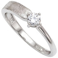 Damen Ring 925 Sterling Silber rhodiniert eismatt 1 Zirkonia Silberring
