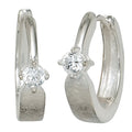 Creolen 925 Sterling Silber eismatt 2 Zirkonia Ohrringe Silbercreolen