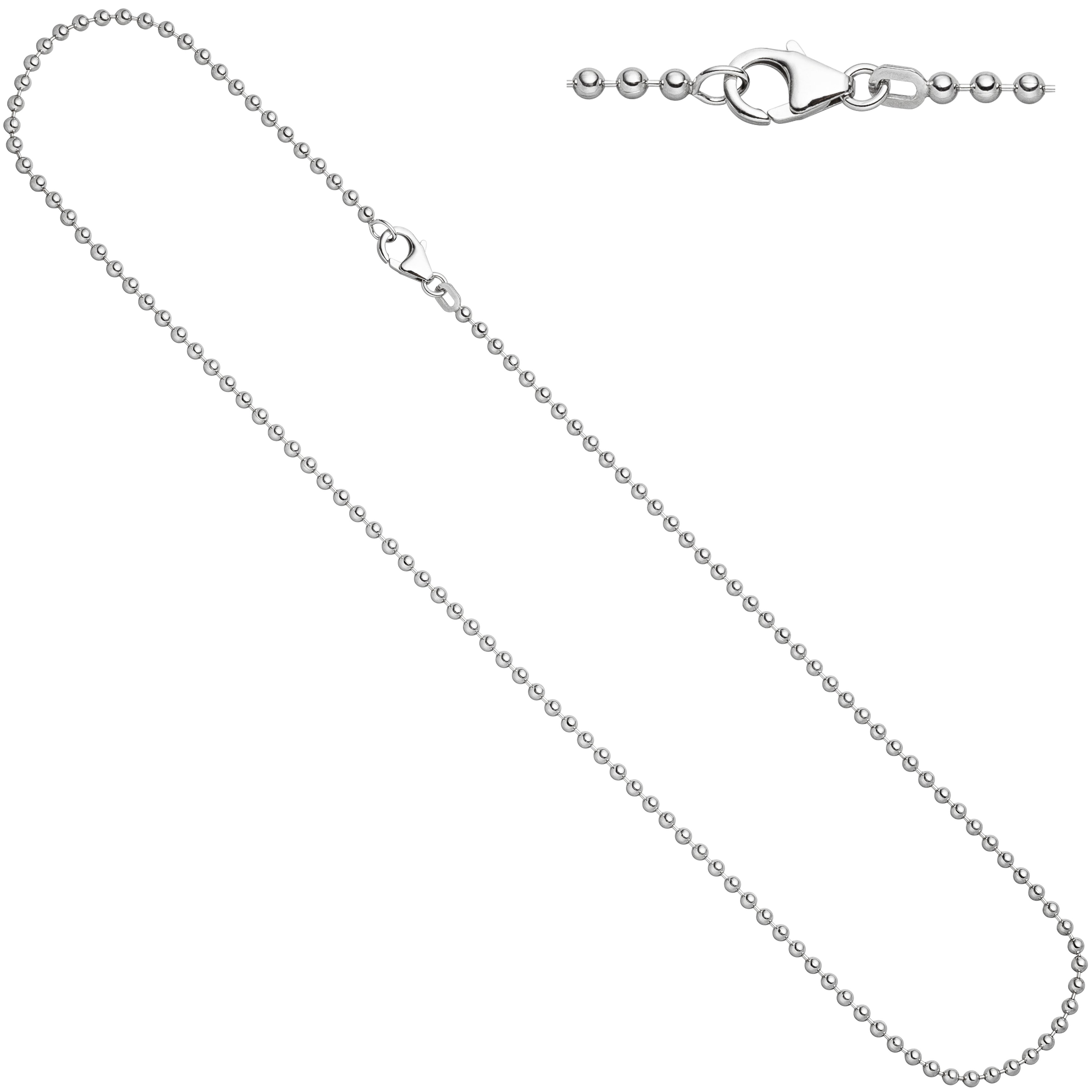 Kugelkette 925 Silber 2,5 mm 60 cm Halskette Kette Silberkette Karabiner