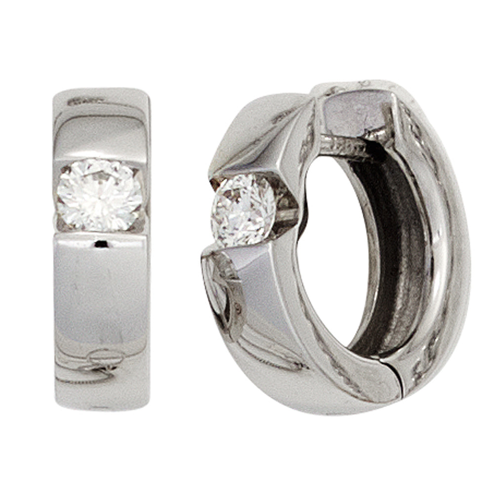 Creolen rund 585 Gold Weißgold 2 Diamanten Brillanten 0,30 ct. Ohrringe