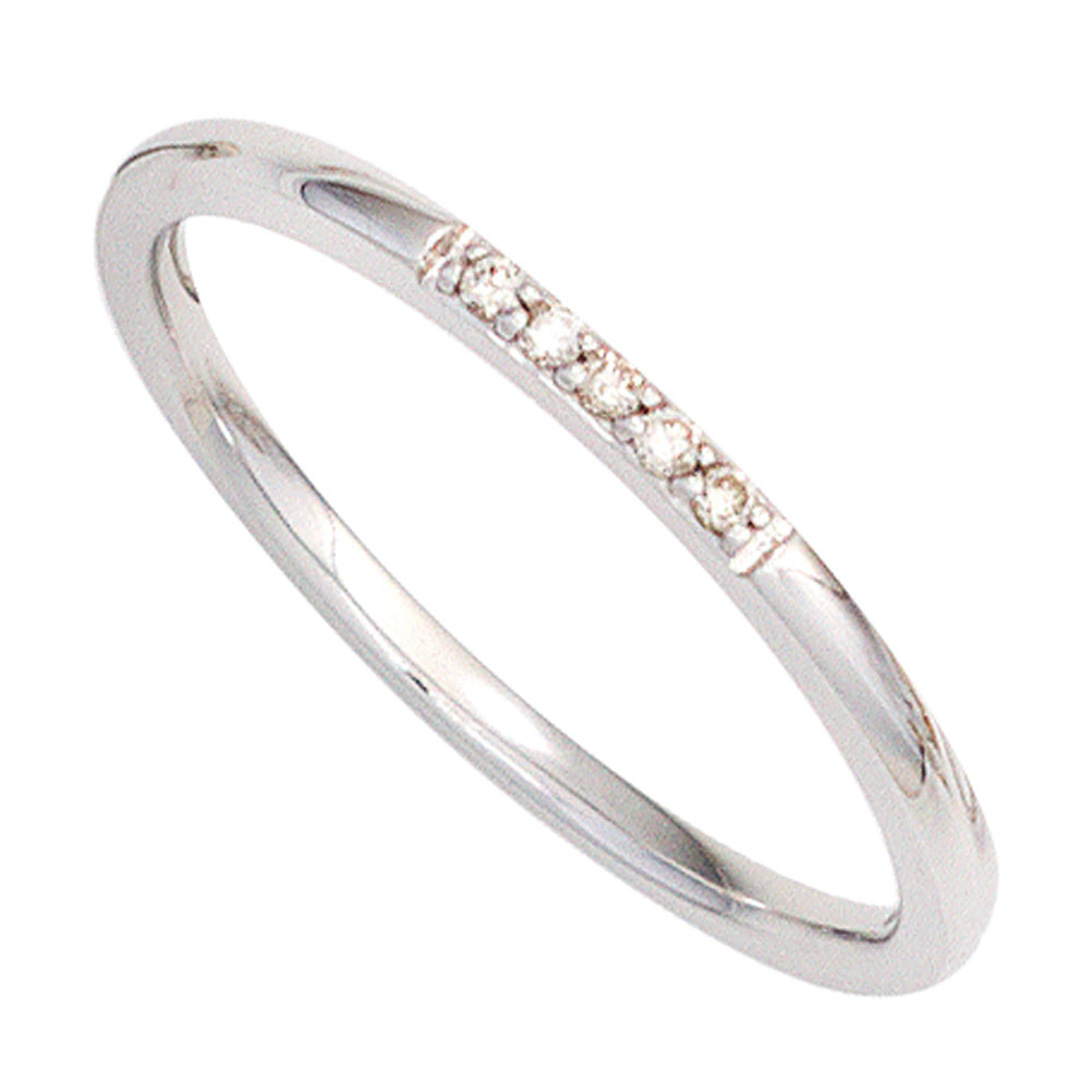 Damen Ring 585 Gold Weißgold 5 Diamanten Brillanten Weißgoldring