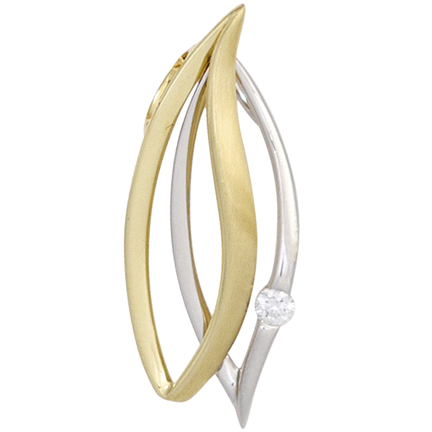 Anhänger 585 Gold Gelbgold Weißgold bicolor 1 Diamant Brillant Diamantanhänger