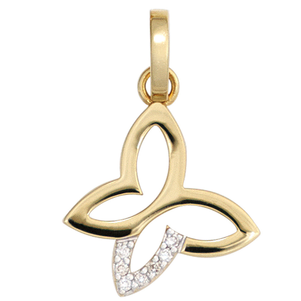 Anhänger Schmetterling 585 Gold Gelbgold 7 Diamanten Brillanten
