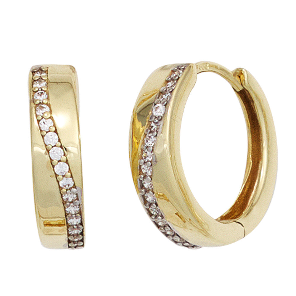 Creolen rund 333 Gold Gelbgold bicolor 30 Zirkonia Ohrringe Goldcreolen