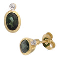 Ohrstecker oval 585 Gold Gelbgold 2 Turmaline grün 2 Diamanten Ohrringe