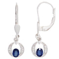 Boutons 585 Gold Weißgold 2 Saphire blau 4 Diamanten Ohrringe Ohrhänger