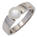 Damen Ring 333 Gold Weißgold 1 Süßwasser Perle Goldring Perlenring