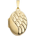 Medaillon oval für 2 Fotos 333 Gold Gelbgold matt Anhänger zum Öffnen