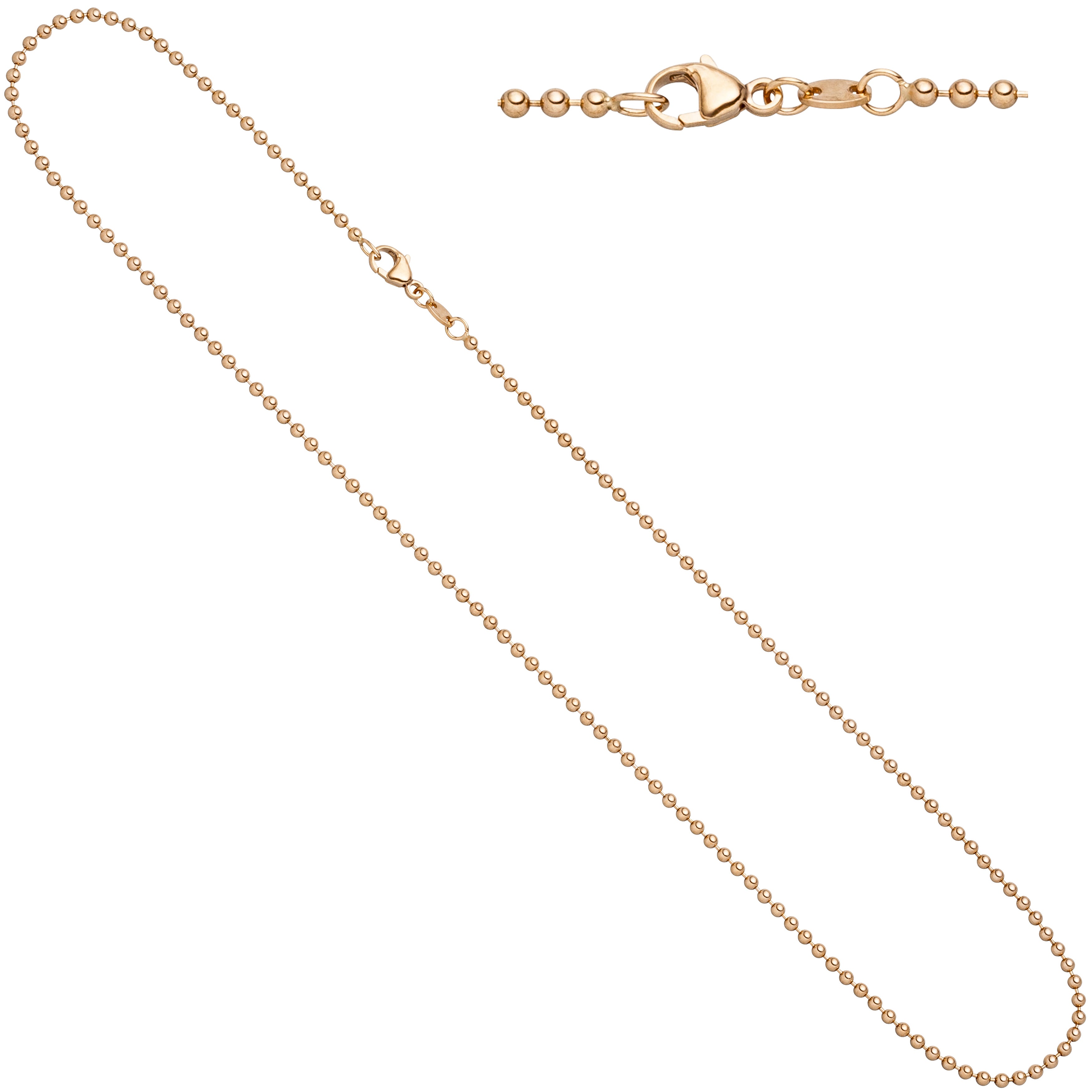 Kugelkette 585 Rotgold 2,0 mm 50 cm Gold Kette Halskette Rotgoldkette Karabiner