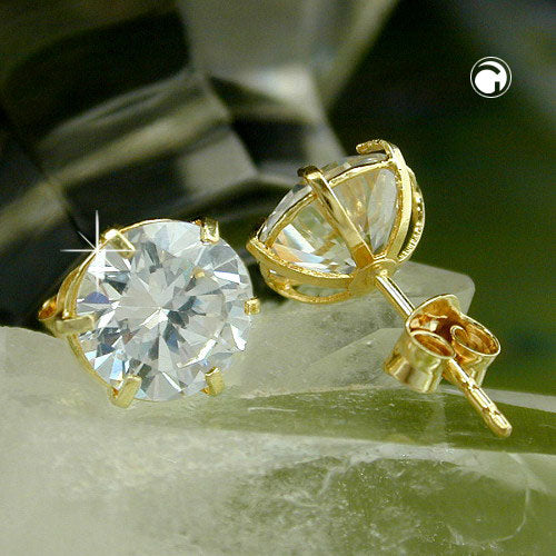 Ohrstecker Ohrring 7mm großer Zirkonia rund 9Kt GOLD