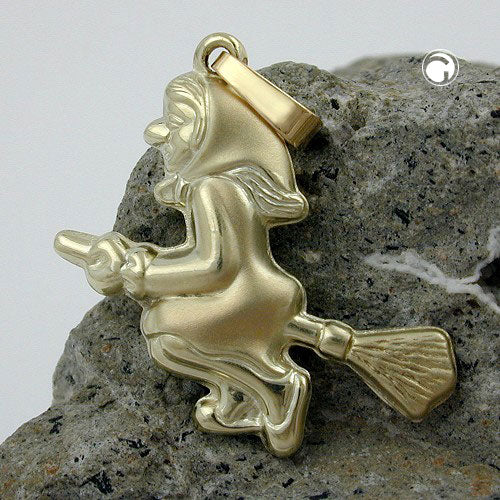 Anhänger 20x22mm Hexe matt-glänzend 14Kt GOLD