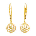 Ohrbrisur Ohrhänger Ohrringe 25x9mm Blume des Lebens 9Kt GOLD