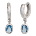 Creolen 925 Sterling Silber 2 Zirkonia hellblau blau Ohrringe Silbercreolen