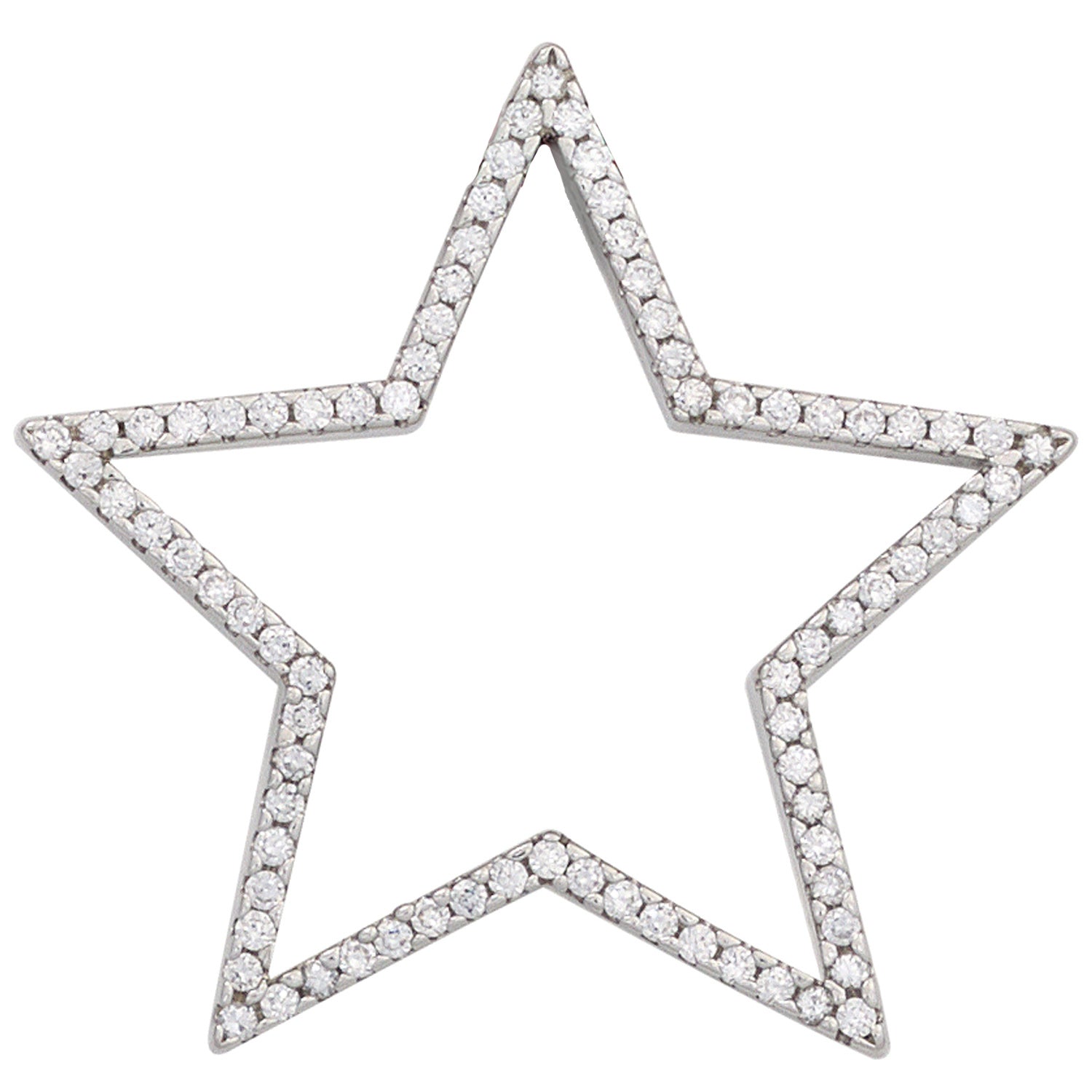 Anhänger Stern 925 Sterling Silber rhodiniert mit 80 Zirkonia