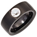 Damen Ring Edelstahl schwarz beschichtet mit SWAROVSKI® ELEMENT