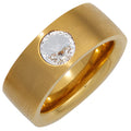 Damen Ring breit Edelstahl gold vergoldet matt mit SWAROVSKI® ELEMENT