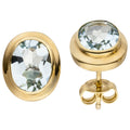 Ohrstecker oval 585 Gold Gelbgold 2 Aquamarine hellblau blau Ohrringe