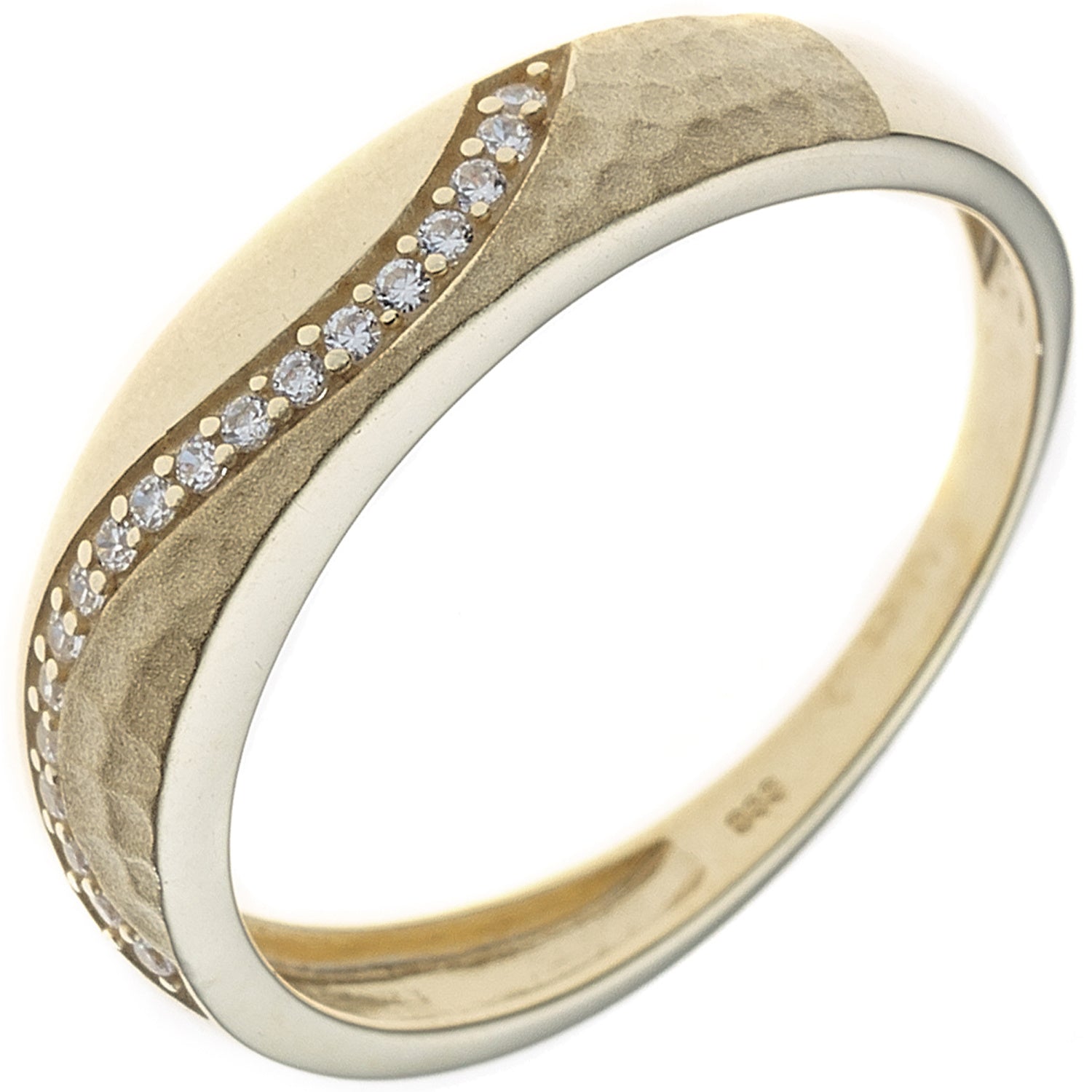 Damen Ring 333 Gold Gelbgold mattiert mit Zirkonia Goldring