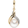 Anhänger 585 Gold Gelbgold 1 Süßwasser Perle 1 Diamant Brillant Perlenanhänger