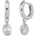 Creolen 925 Sterling Silber 2 weiße Zirkonia Ohrringe Ohrhänger Silberohrringe