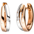 Creolen 585 Gold Rotgold bicolor 2 Diamanten Brillanten Ohrringe Goldcreolen
