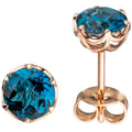 Ohrstecker rund 585 Gold Rotgold 2 Blautopase blau London blue Ohrringe