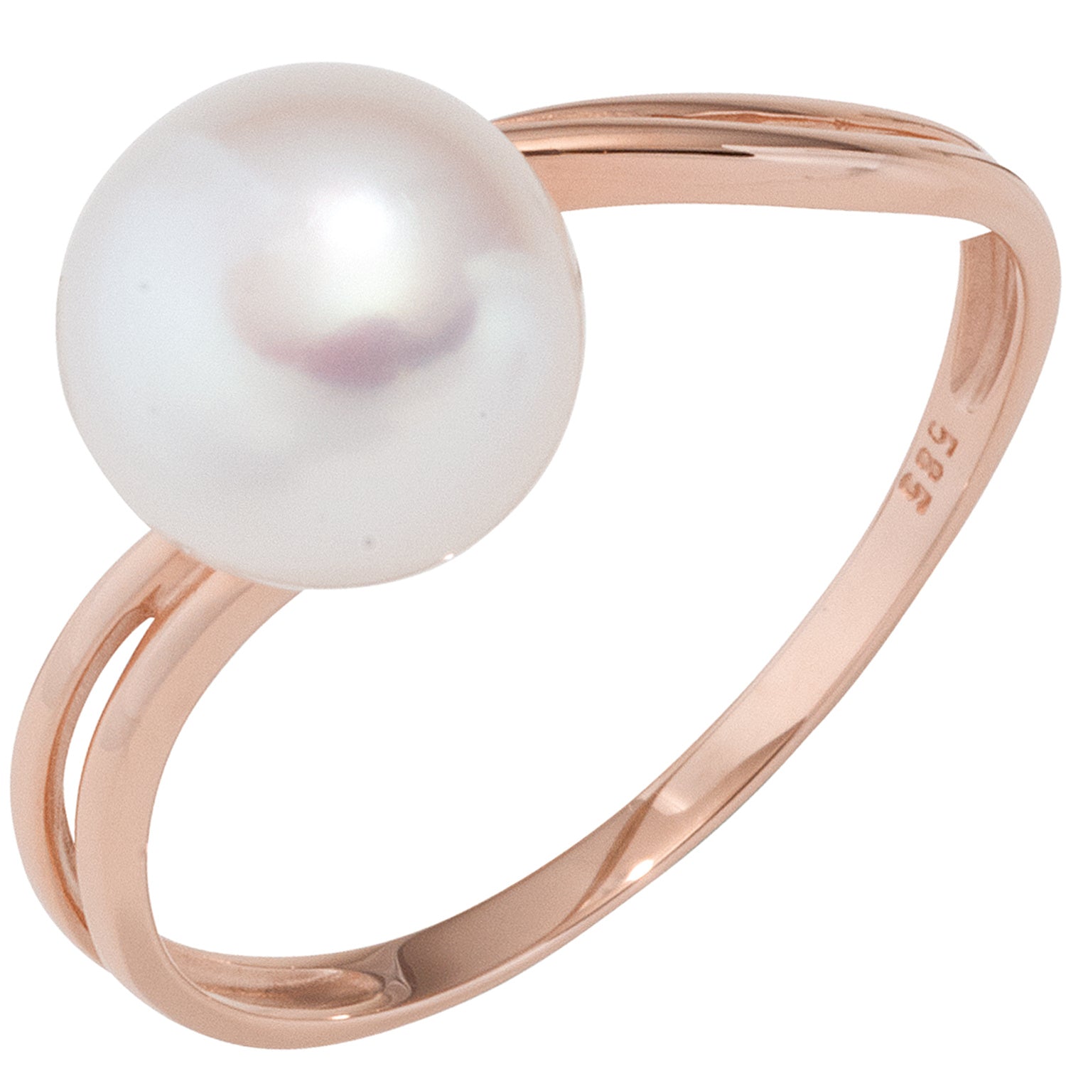 Damen Ring 585 Gold Rotgold 1 Süßwasser Perle Goldring Perlenring