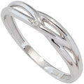 Damen Ring 585 Gold Weißgold 1 Diamant Brillant 0,02ct. Diamantring Weißgoldring