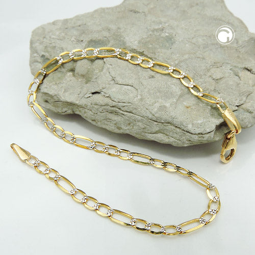 Armband 2,7mm Figaro-Panzer bicolor 14Kt GOLD