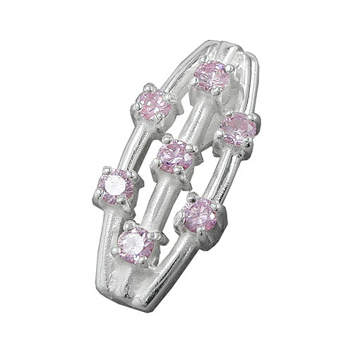 Anhänger 21x9mm 7x Zirkonia pink Silber 925
