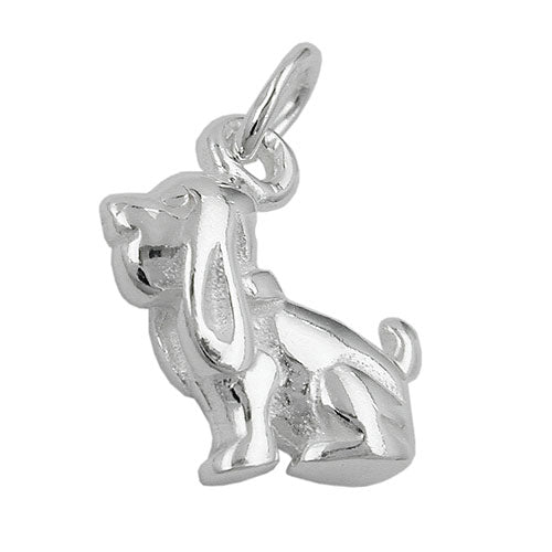 Anhänger 13x10mm Hund mit Schlappohren Silber 925