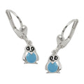 Ohrbrisur Ohrhänger Ohrringe 22x6mm Pinguin hellblau lackiert Silber 925