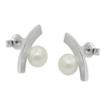 Ohrstecker Ohrring 17x9mm Bogen mit Glas-Imitatperle perlweiß Silber 925