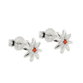 Ohrstecker Ohrring 6mm Blume glänzend mit Zirkonia rot-orange Silber 925