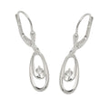 Ohrbrisur Ohrhänger Ohrringe 30x6mm Doppel-Oval glänzend mit Zirkonia weiß Silber 925