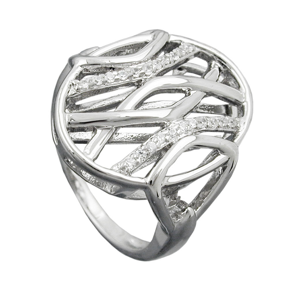 Ring 20mm mit vielen Zirkonias glänzend rhodiniert Silber 925
