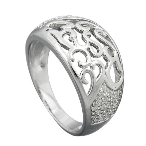Ring 10mm mit Zirkonias glänzend rhodiniert Silber 925