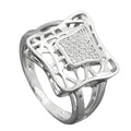 Ring 16mm mit vielen Zirkonias glänzend rhodiniert Silber 925