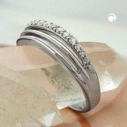 Ring 6mm mit Zirkonias glänzend rhodiniert Silber 925
