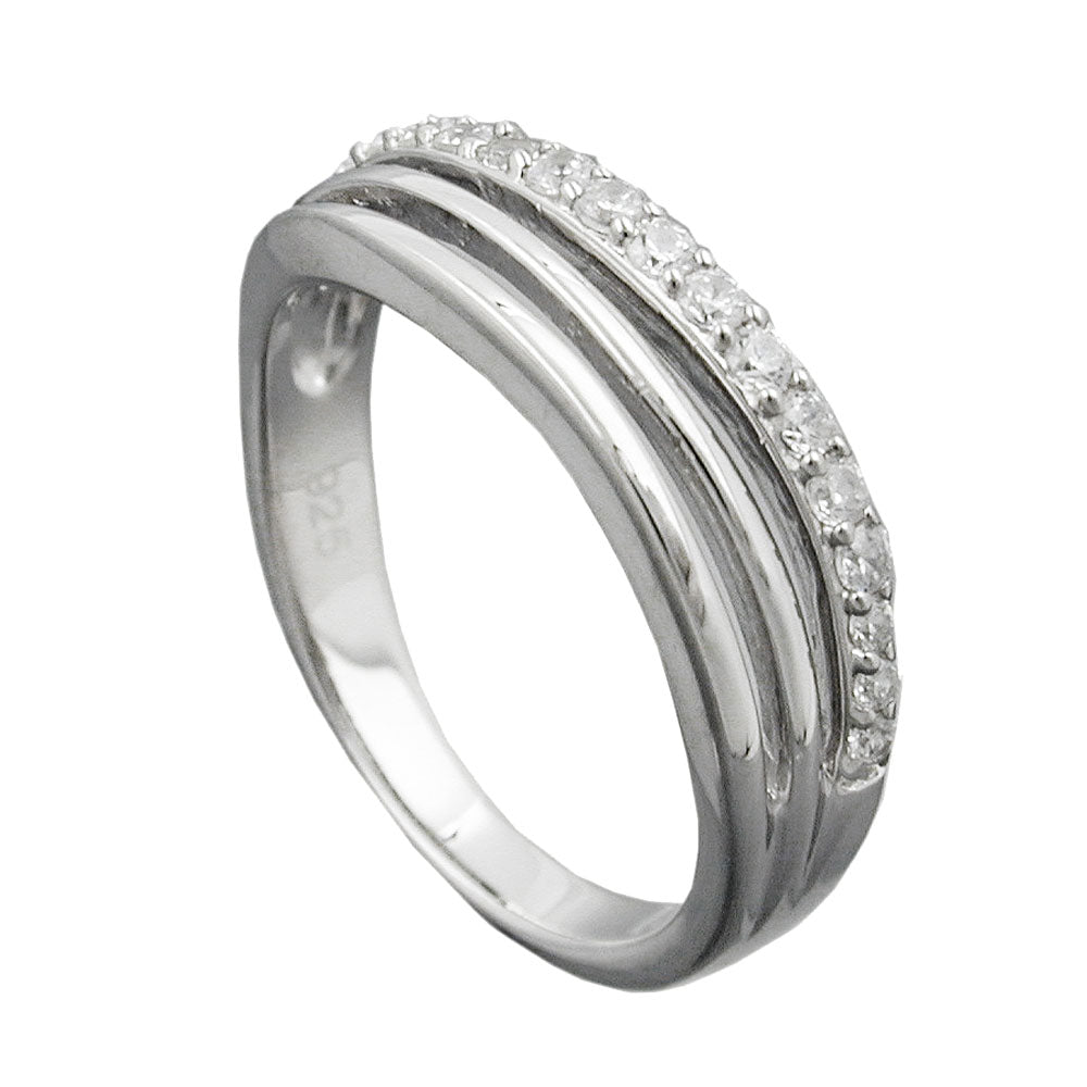 Ring 6mm mit Zirkonias glänzend rhodiniert Silber 925