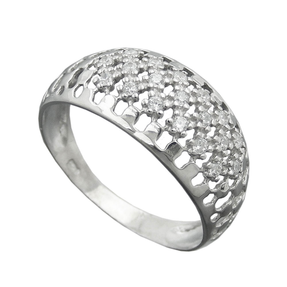 Ring 9mm mit vielen Zirkonias glänzend rhodiniert Silber 925